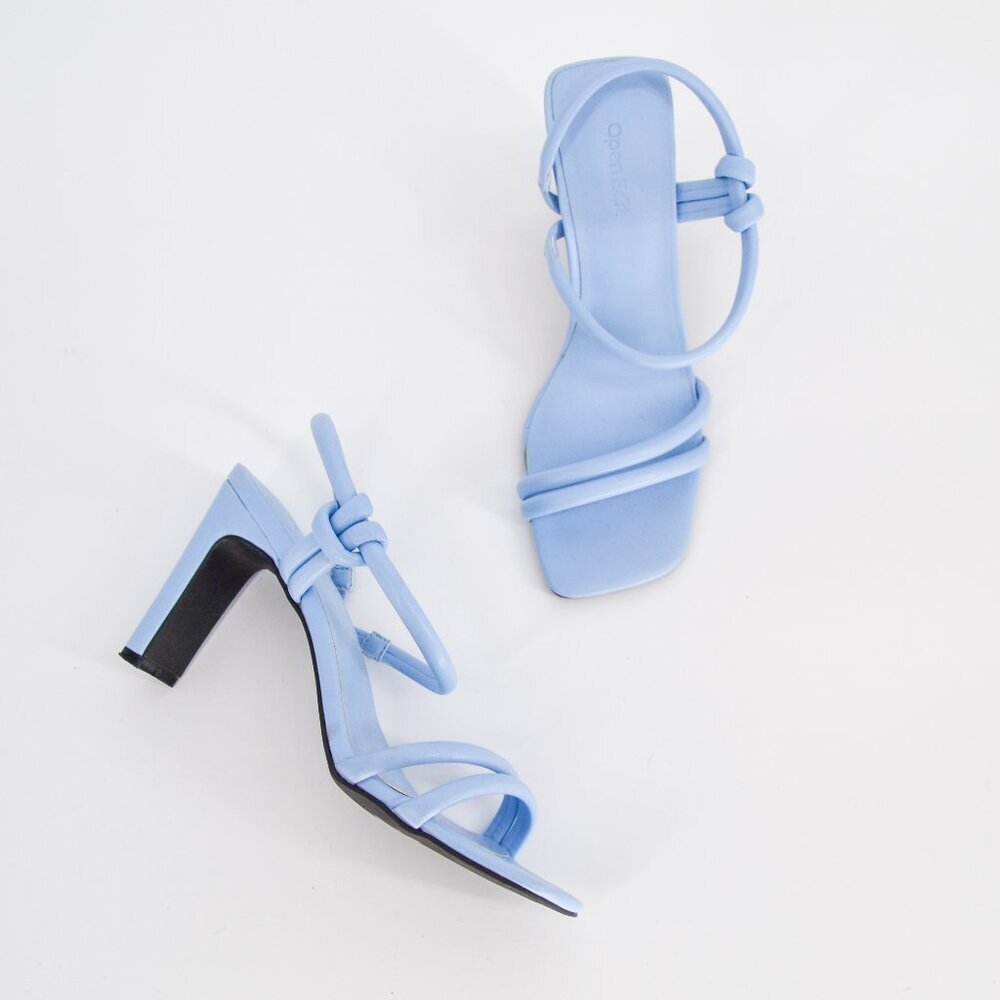 Open Edit Ronnie Slingback Sandals Light Blue Womens 7 Square Toe Tubular Straps